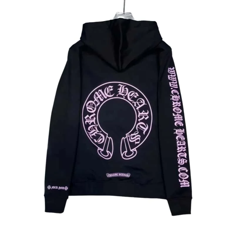 Chrome Hearts Chrome Hearts Black Pink 'Crown Heart' Hoodie Black - 1