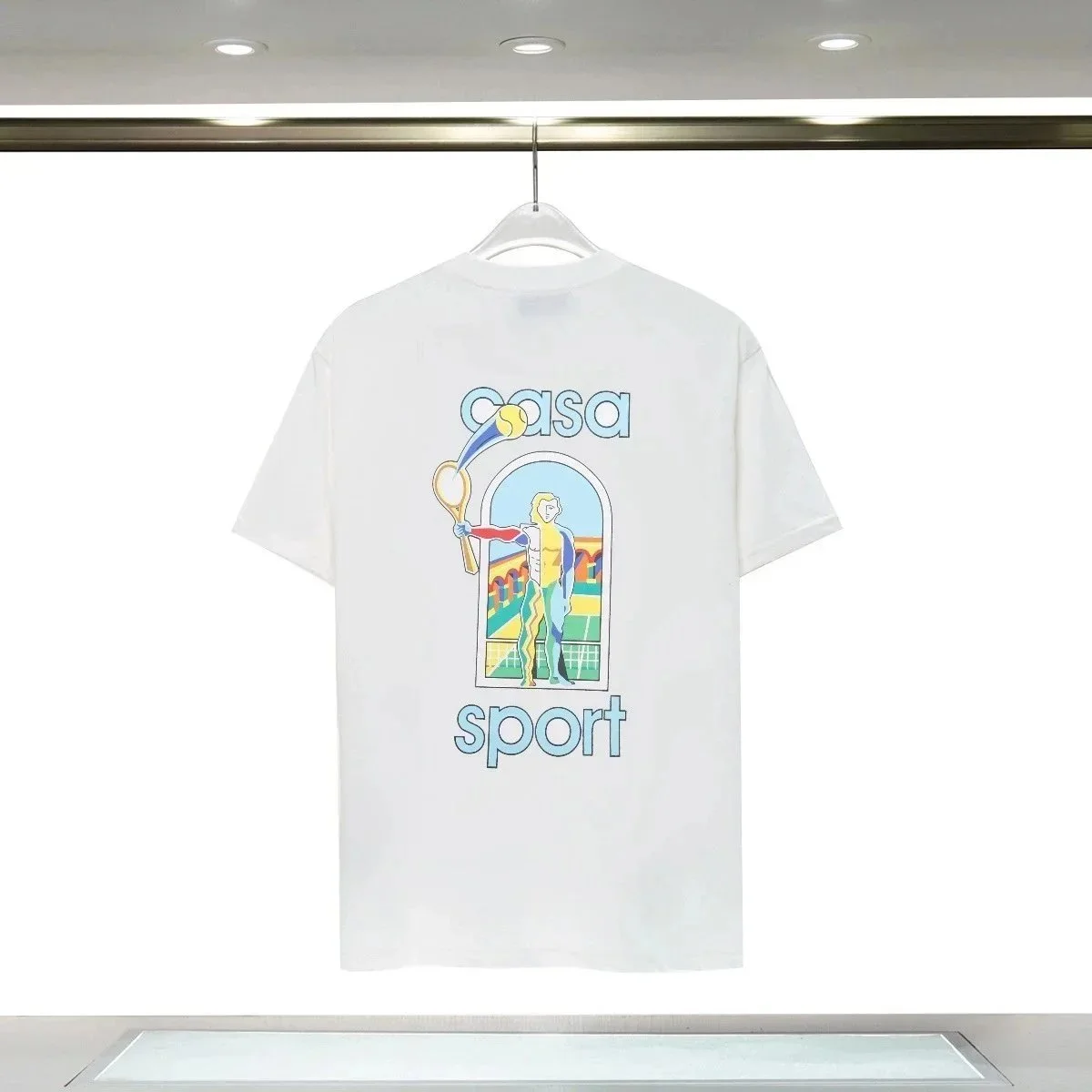 Casablanca White Casa Sport Tennis Print T-Shirt White - 1