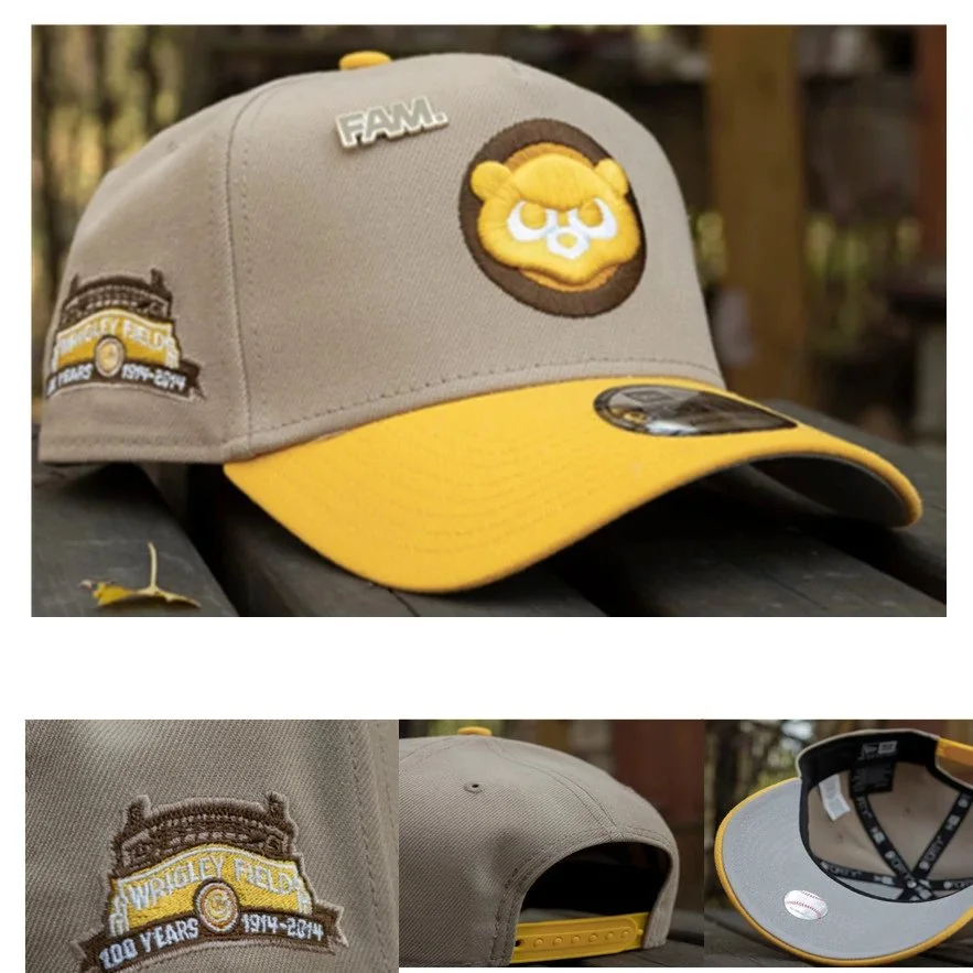 New Era Unisex Grey & Yellow Baseball Cap with Wrigley Field Logo Grey - 1