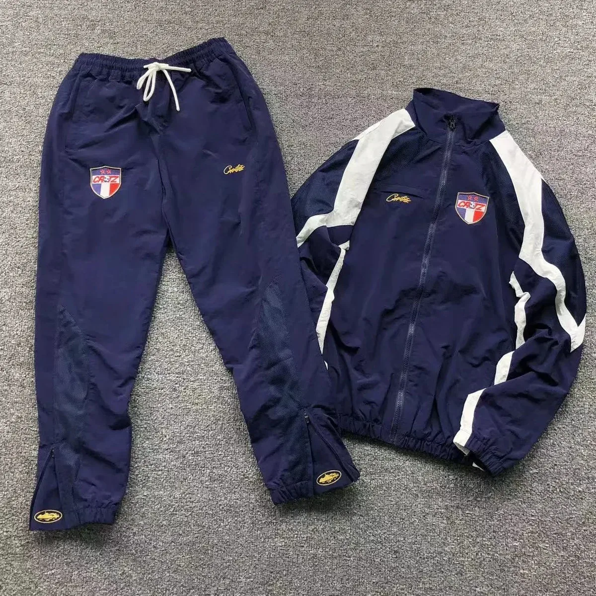 Other Navy Blue CRZ Track Suit Set with White Stripes Navy - 1