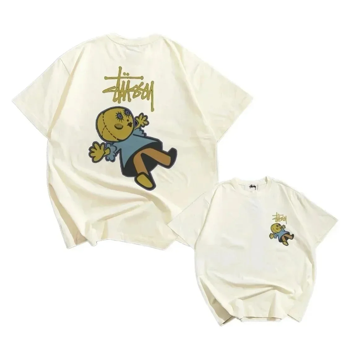 Stussy Stussy Cartoon Print T-Shirt Cream Casual Cream - 1