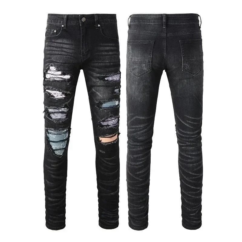 Amiri Distressed Black Jeans with Ripped Details Black - 1