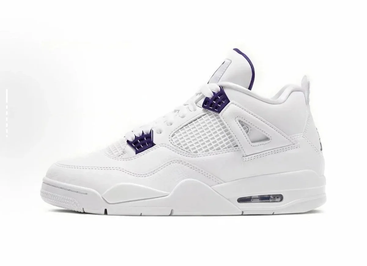 Jordan Nike Air Jordan 4 White Purple Sneakers White - 1