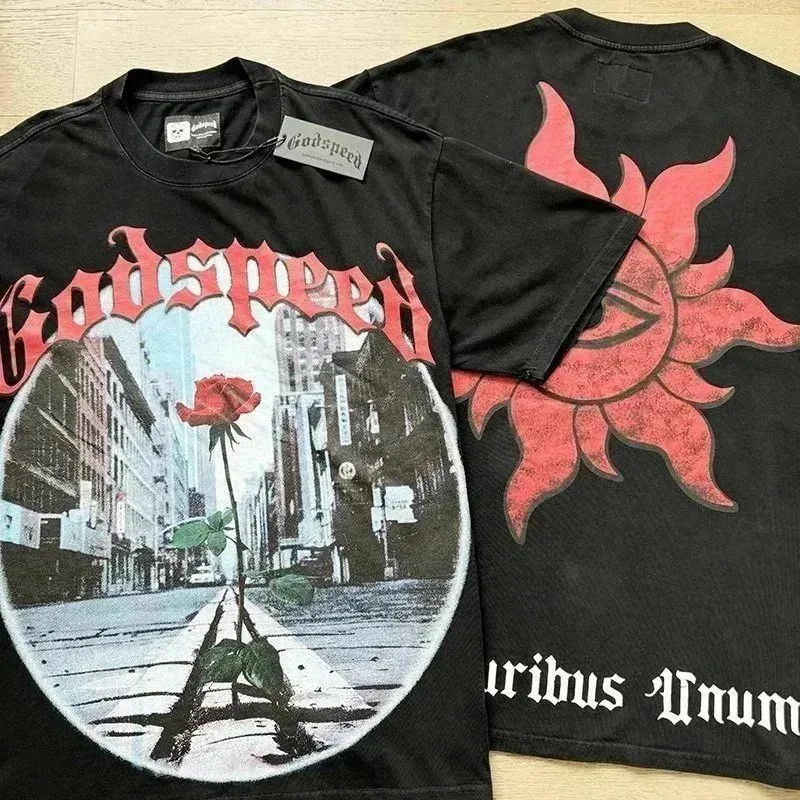 Godspeed Godspeed Black Rose Print T-Shirt Black - 1