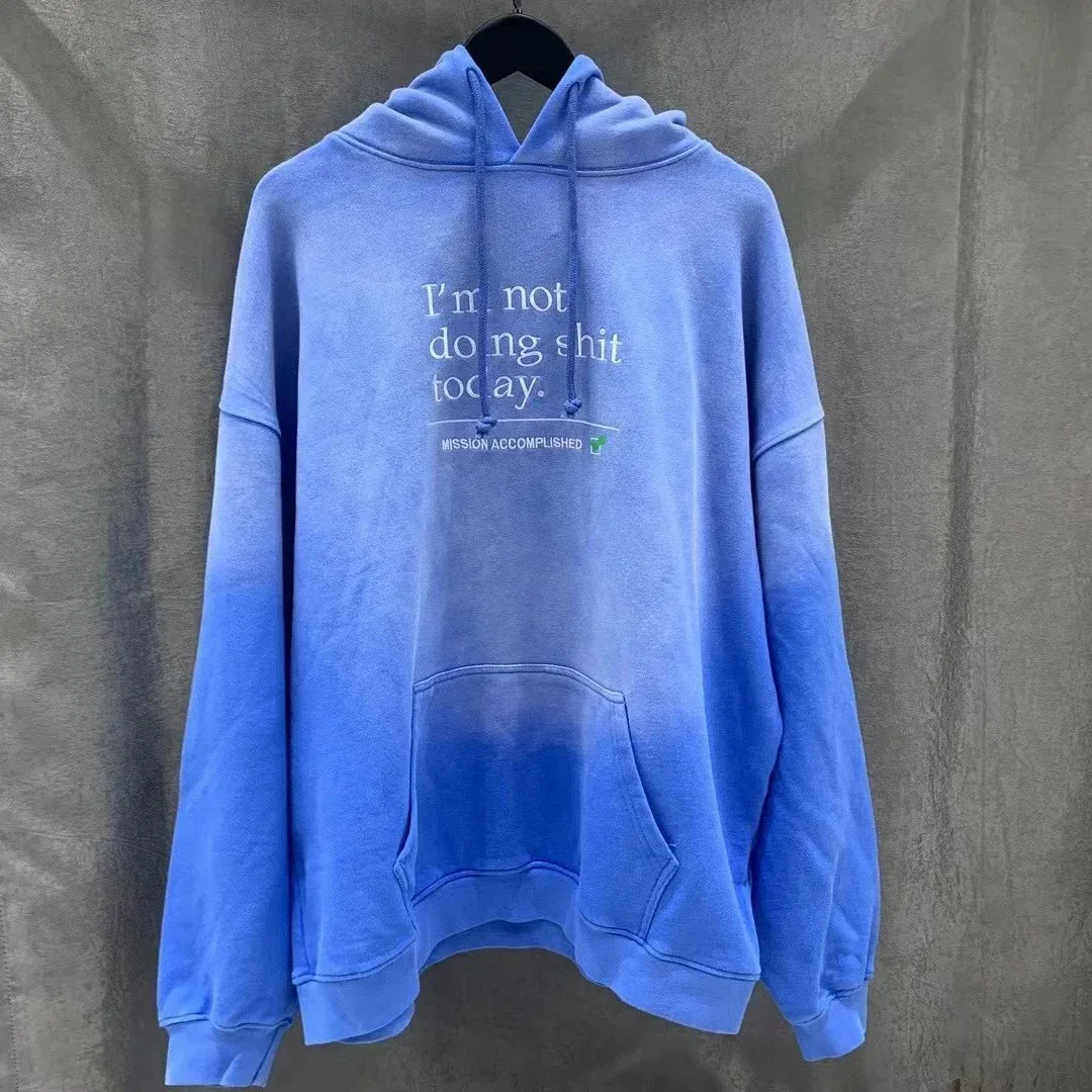 Other Unisex Blue Oversized Hoodie with Graphic Print Blue - 1