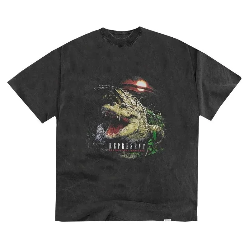 Represent Represent Crocodile Print T-Shirt Black Black - 1