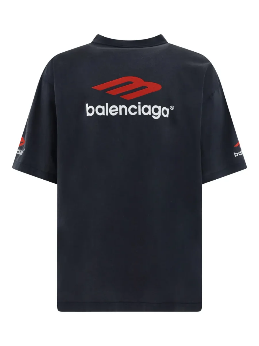 Balenciaga Balenciaga Black T-Shirt with Red Logo Black - 1