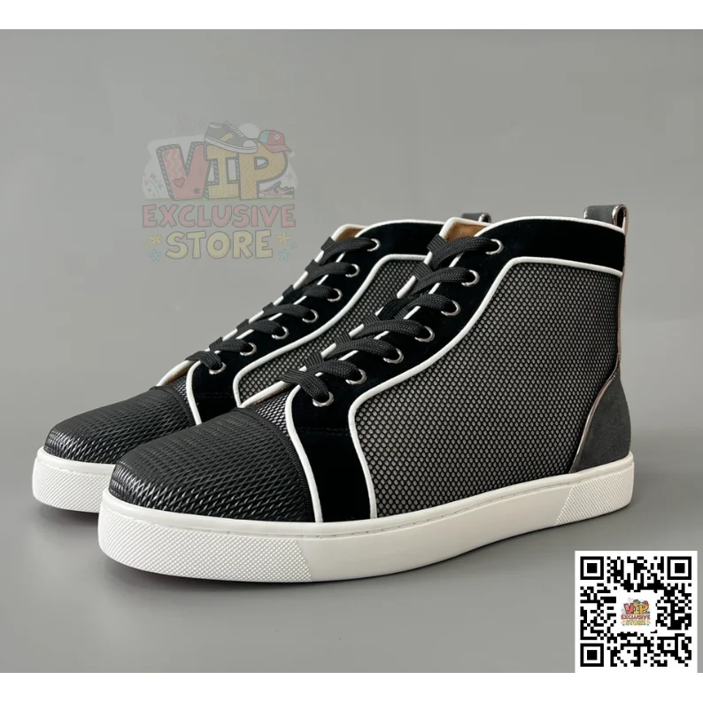 Christian Louboutin Christian Louboutin Louis Black Mesh High Top Sneakers Black - 1