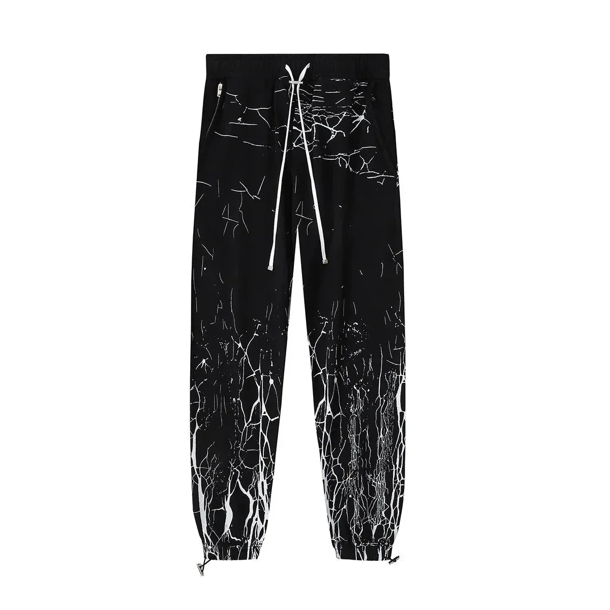 Other Black & White Cracked Print Jogger Pants Black - 1