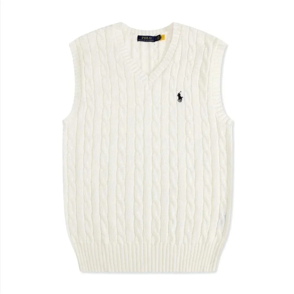Polo Ralph Lauren Polo Ralph Lauren Cable Knit V-Neck Sweater Vest Cream Cream - 1