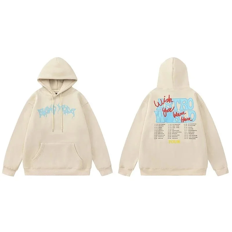 Other Unisex Cream 'Wish You Were Here' Graphic Hoodie Cream - 1