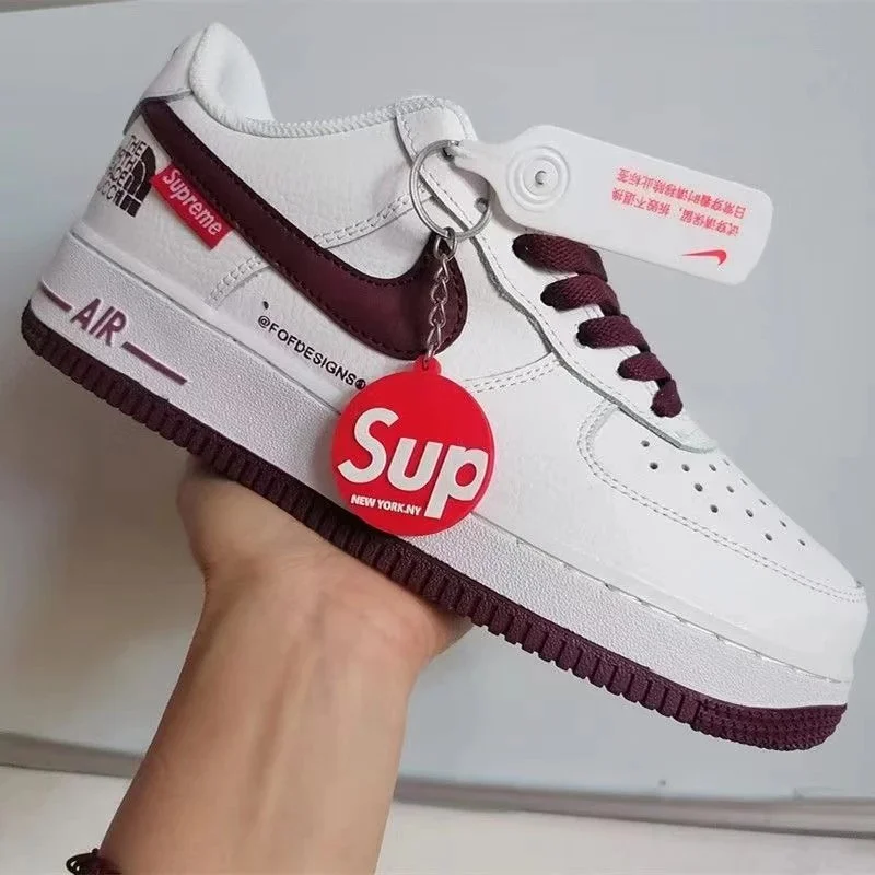 Nike Nike x Supreme Air Force 1 White/Burgundy Sneakers White - 1