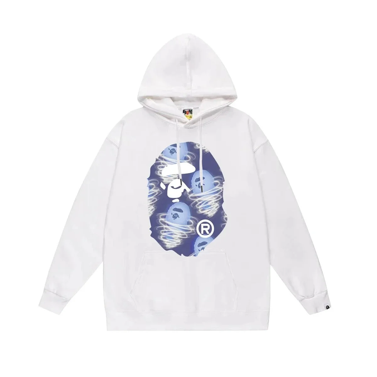 A Bathing Ape A Bathing Ape BAPE STA White Hoodie with Blue Print White - 1