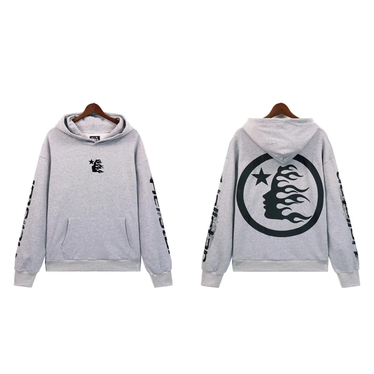 A Bathing Ape A Bathing Ape BAPE STA Grey Hoodie with Flame Moon Print Grey - 1