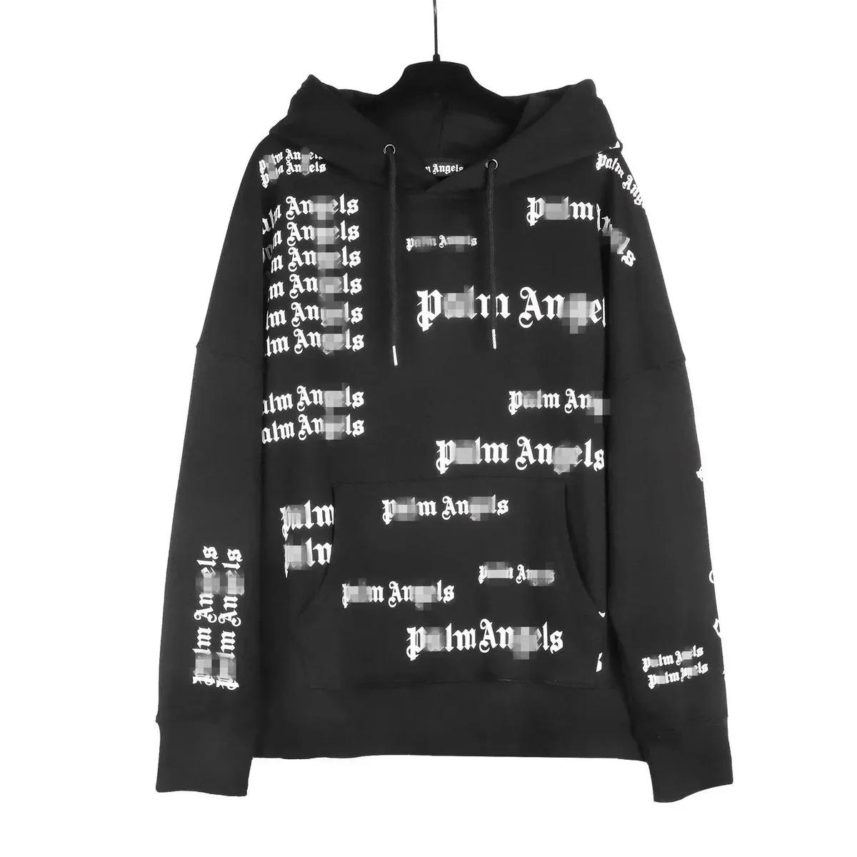 Palm Angels Palm Angels Bear Black Hoodie with White Logo Print Black - 1