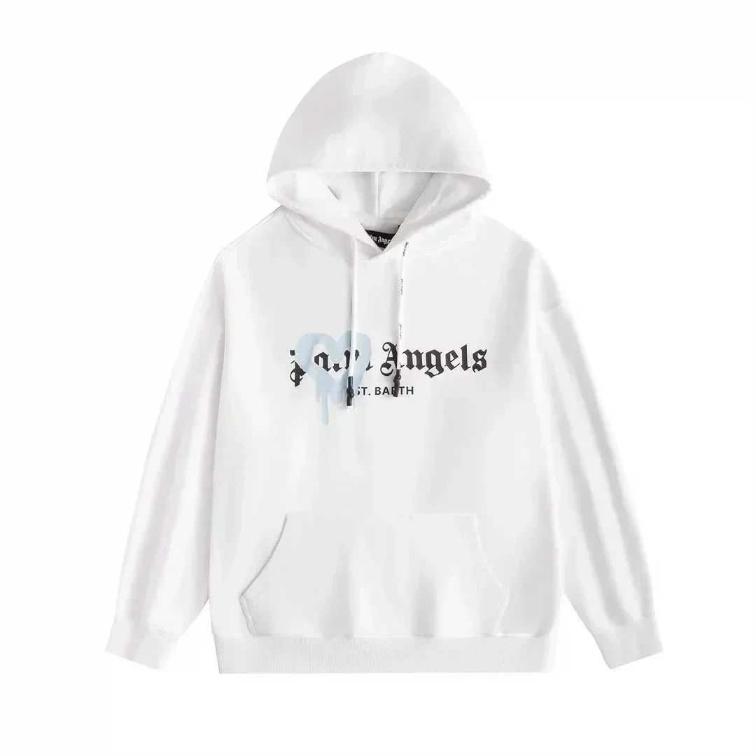Palm Angels Palm Angels Bear White Hoodie with Heart Print White - 1