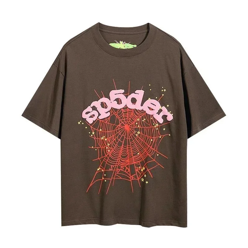SP5DER SP5DER Spider Web Print T-Shirt Brown Brown - 1