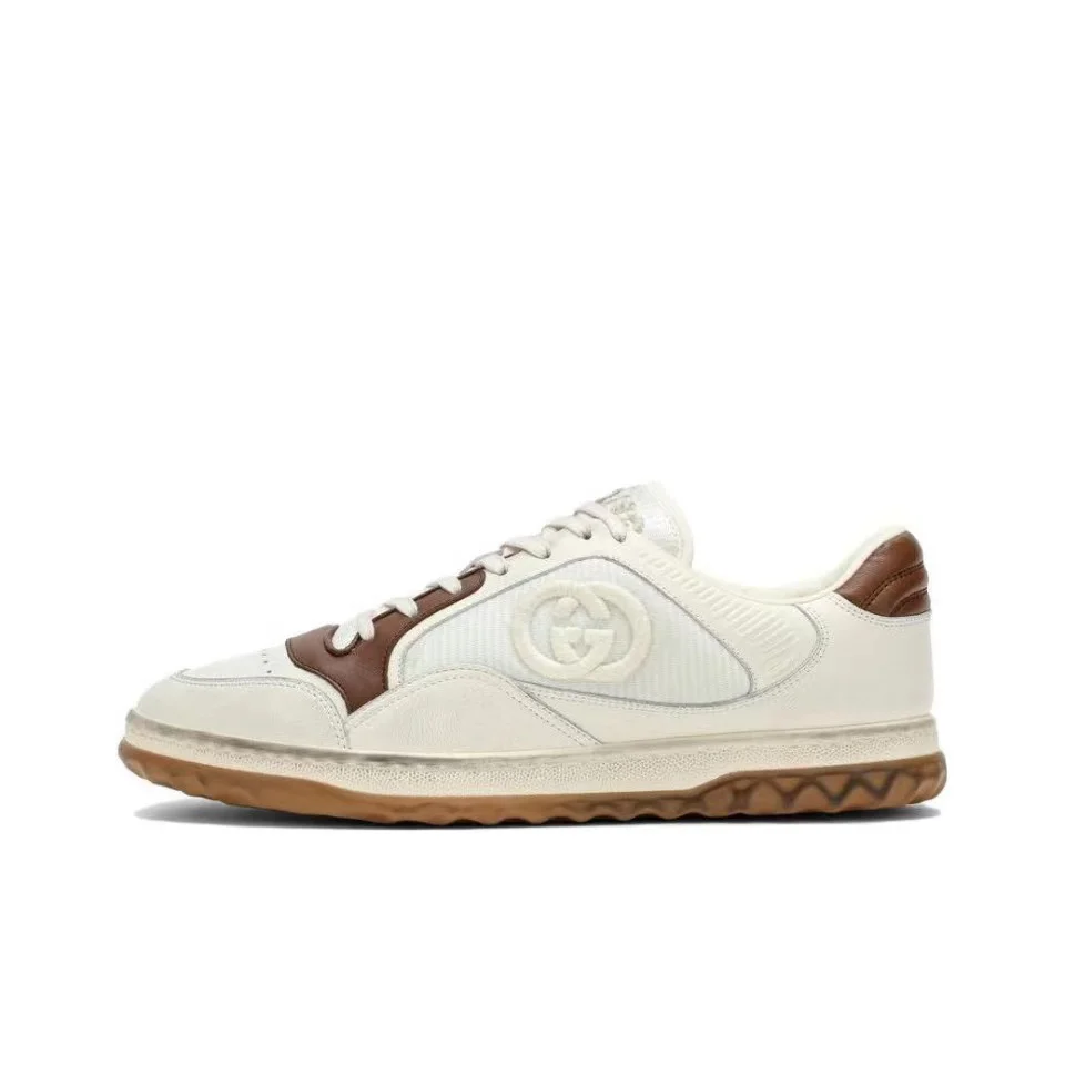 Gucci Gucci White & Brown Leather Sneakers White - 1