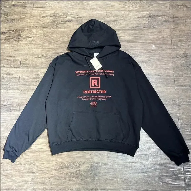 Vetements Black Restricted Hoodie with Front Pocket Black - 1