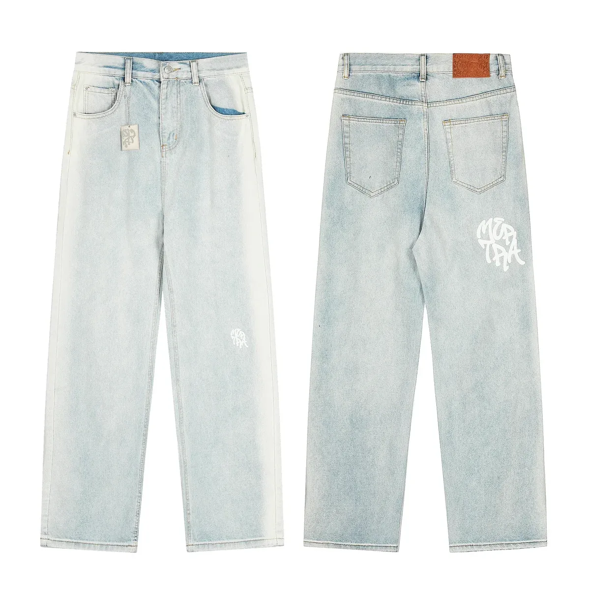 Other Light Wash Jeans with Graphic Print Blue - 1