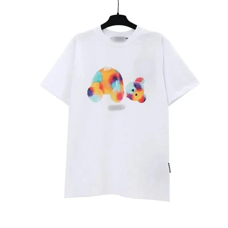 Other Unisex White Bear Print T-Shirt White - 1