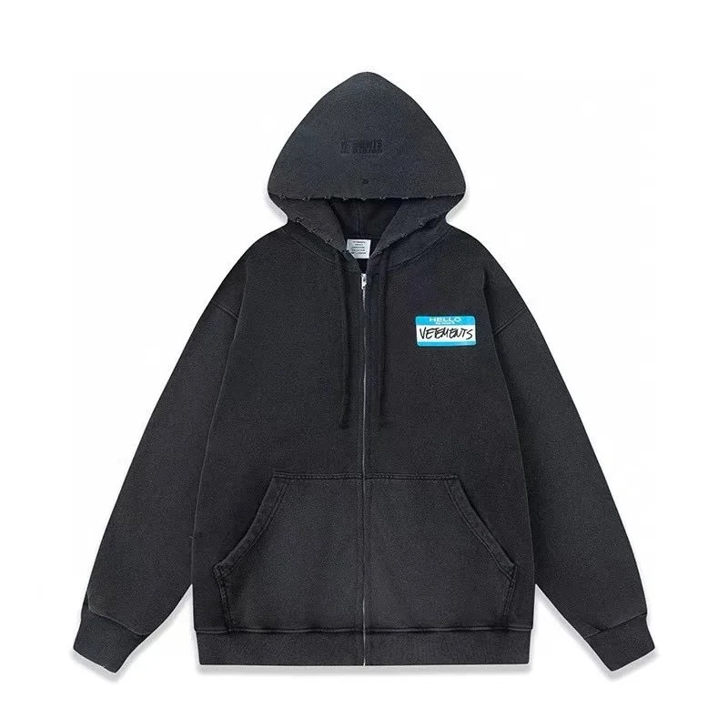 Vetements Vetements Zip-Up Hoodie Black Black - 1