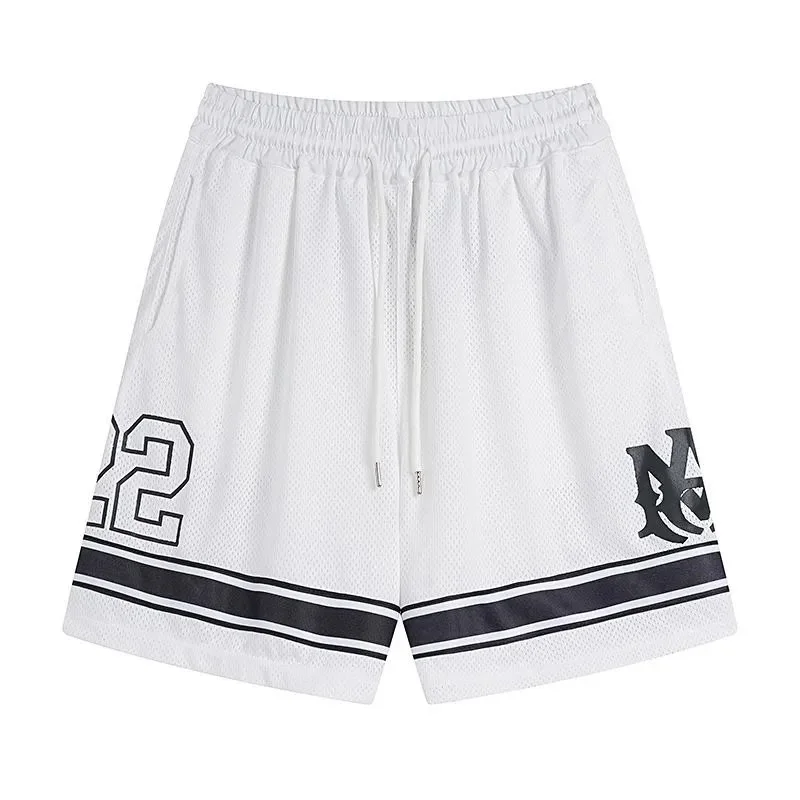 Other White Mesh Basketball Shorts with Striped Waistband White - 1