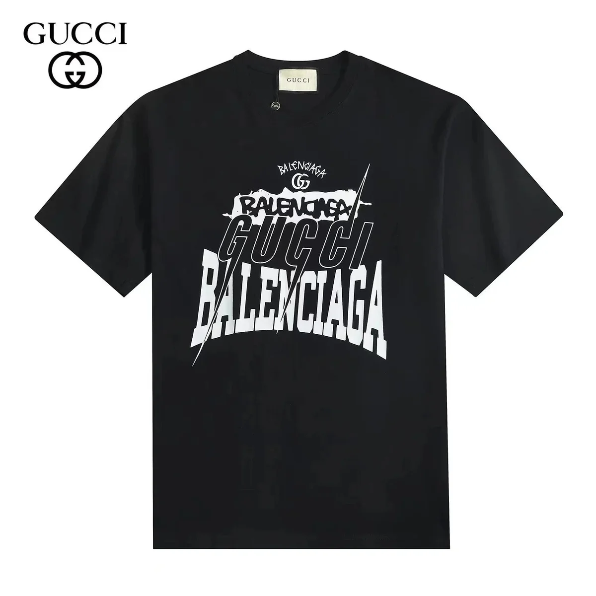 Gucci Gucci Black Balenciaga Print T-Shirt Black - 1