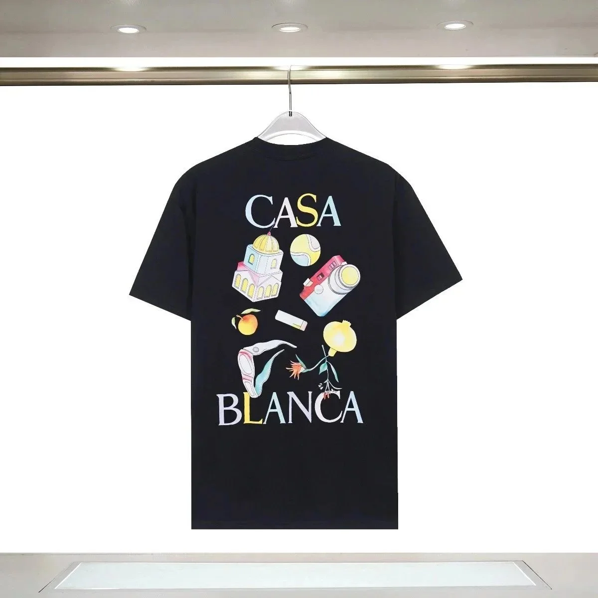 Casablanca Casa Blanca Black T-Shirt with Colorful Print Black - 1