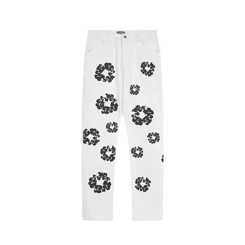 Other White Floral Print Jeans White - 1
