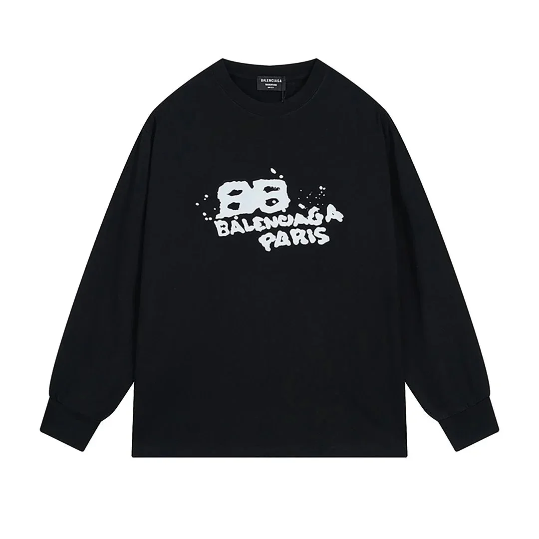 Balenciaga Balenciaga Black 'BB Paris' Long Sleeve T-Shirt Black - 1