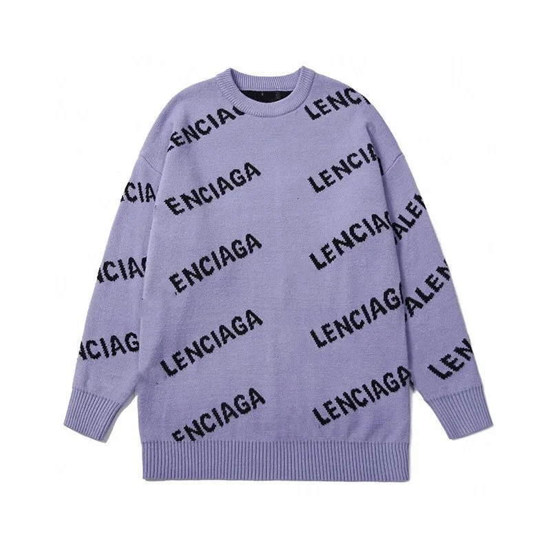 Balenciaga Balenciaga Lenciaga Sweater Purple Solid Knit Purple - 1