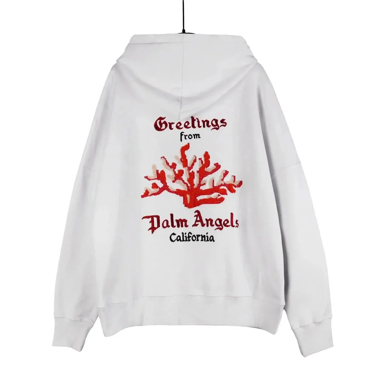 Palm Angels Palm Angels Bear White Hoodie with Coral Print White - 1