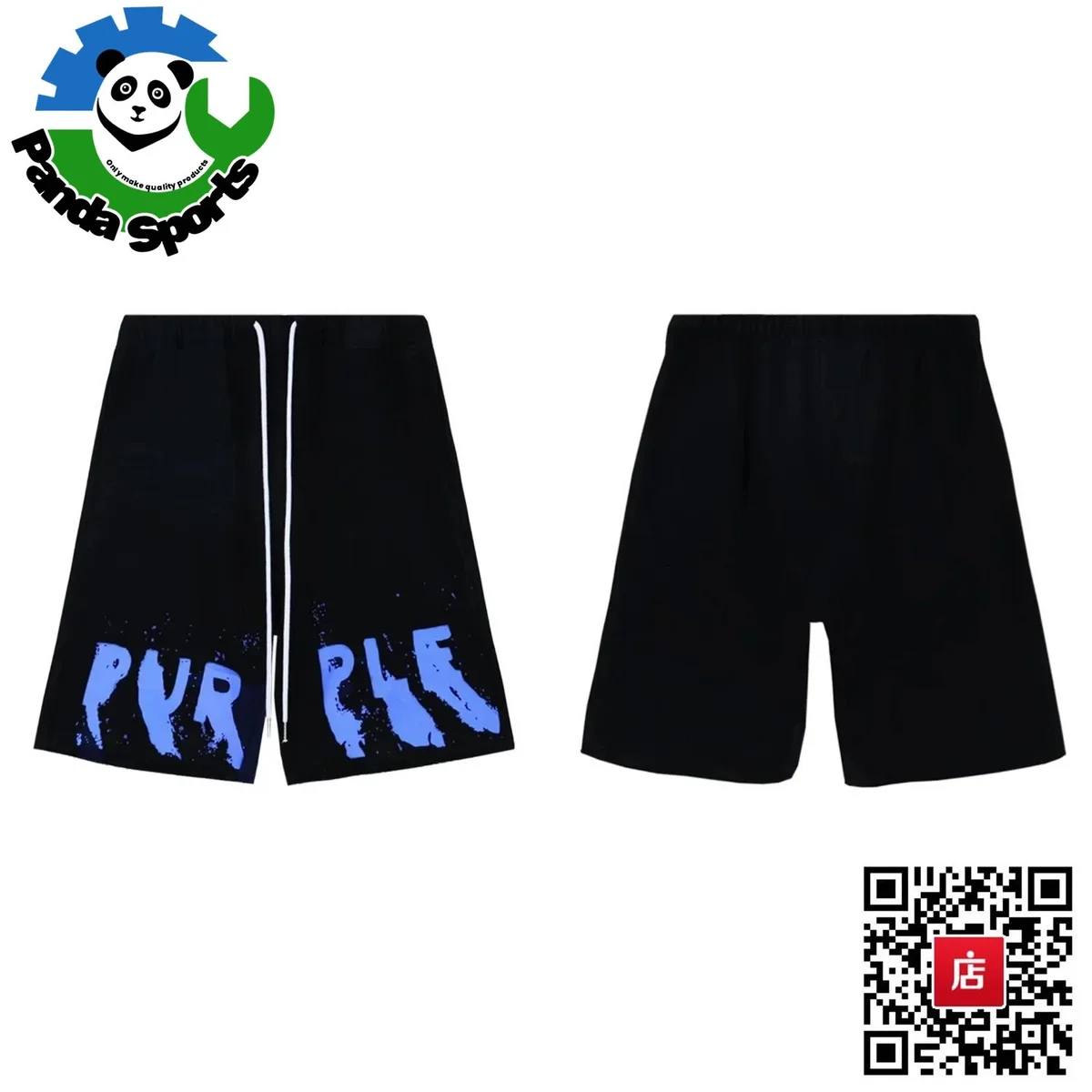 Other Black 'Purple' Print Shorts Black - 1