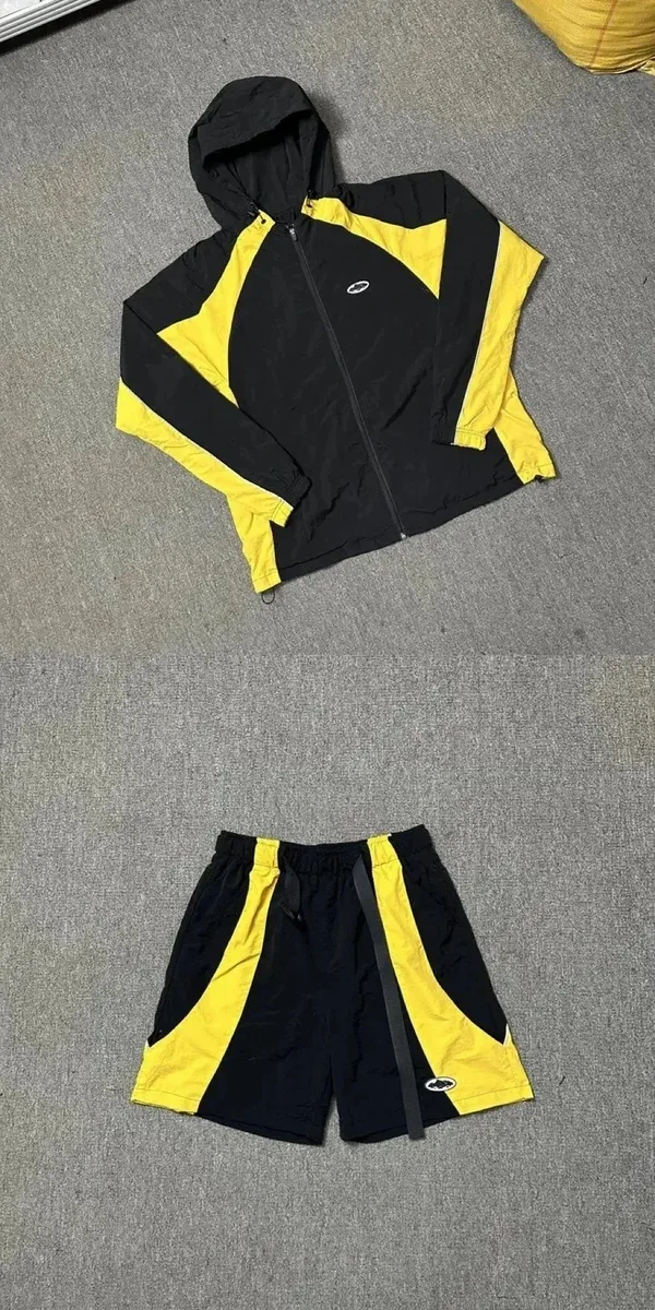 Other Black & Yellow Co-ord Set with Hooded Jacket and Shorts Black - 1