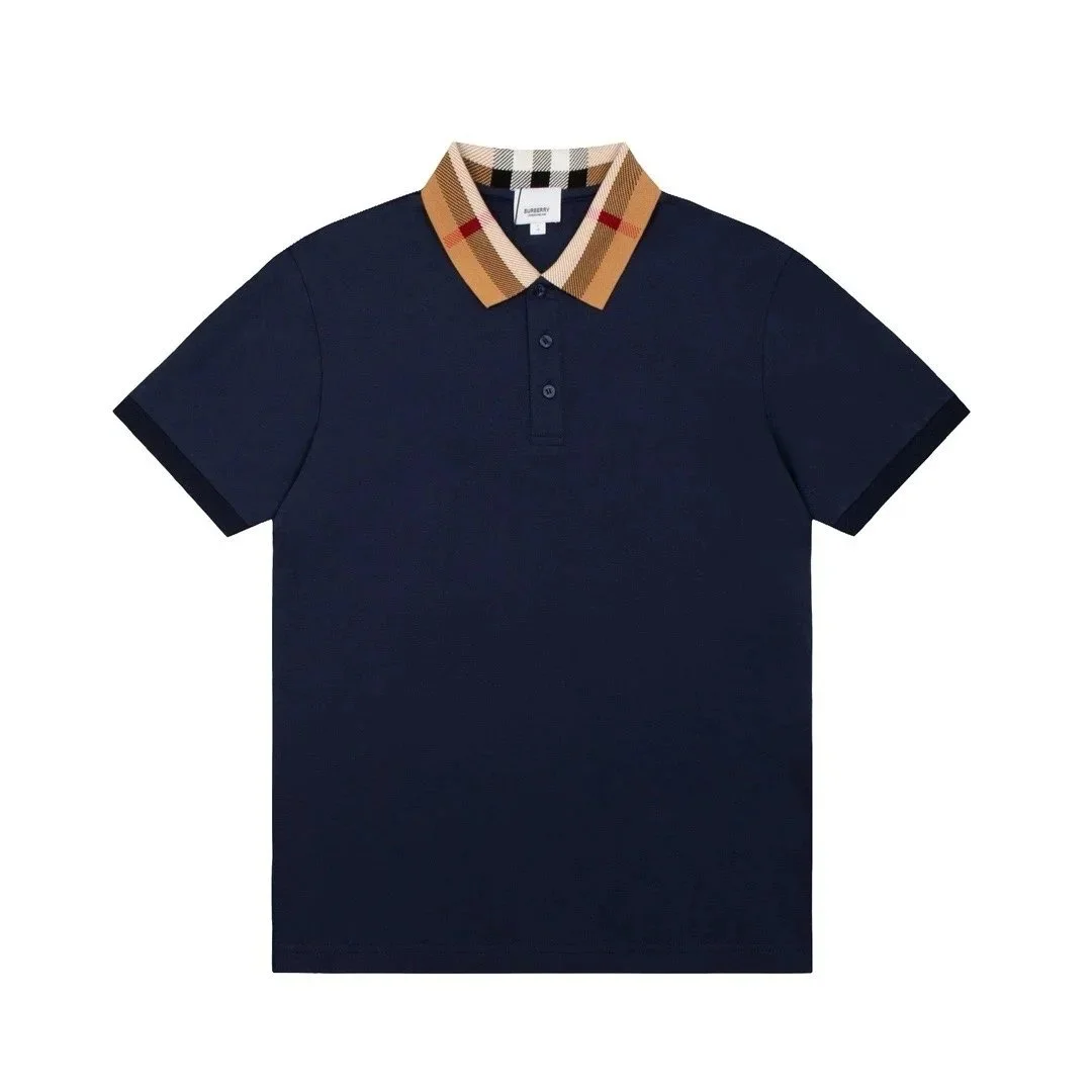 Burberry Burberry Navy Polo Shirt with Checkered Collar Navy - 1