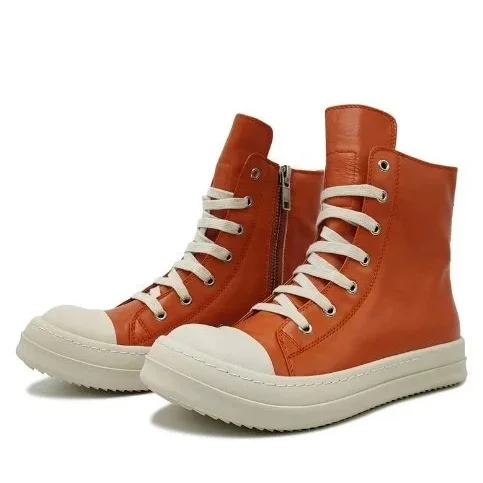 Rick Owens Rick Owens Geobasket Orange Leather Sneakers Orange - 1