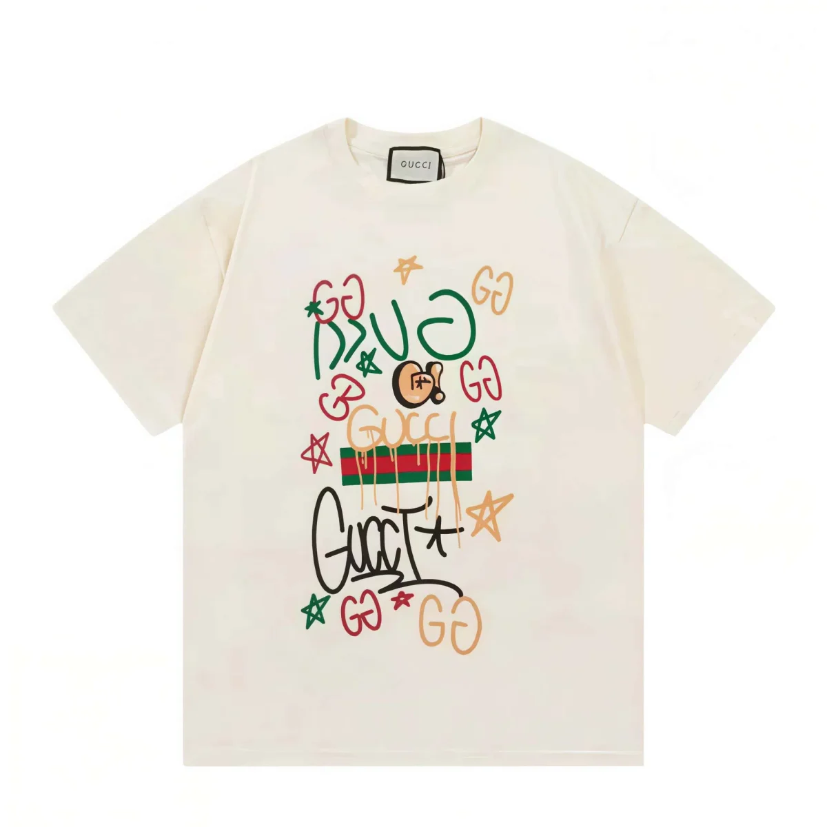 Gucci Gucci Graffiti Print T-Shirt White Casual White - 1