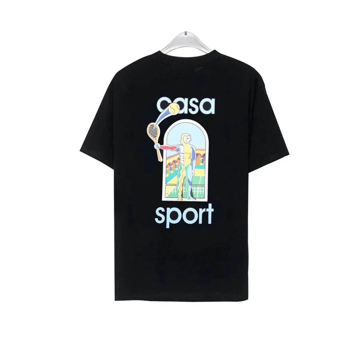 Casablanca Black Casa Sport T-Shirt with Tennis Graphic Black - 1