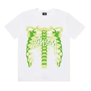 Stussy Stussy White Green Rib Cage T-Shirt White - 1
