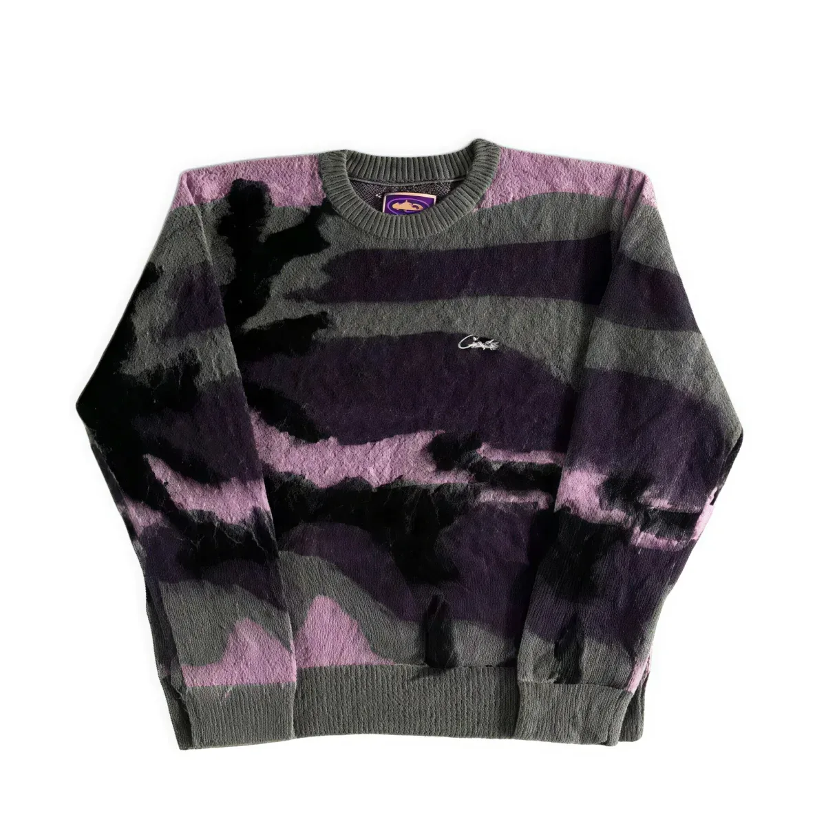 Other Striped Camo Knit Sweater in Purple & Grey Purple - 1