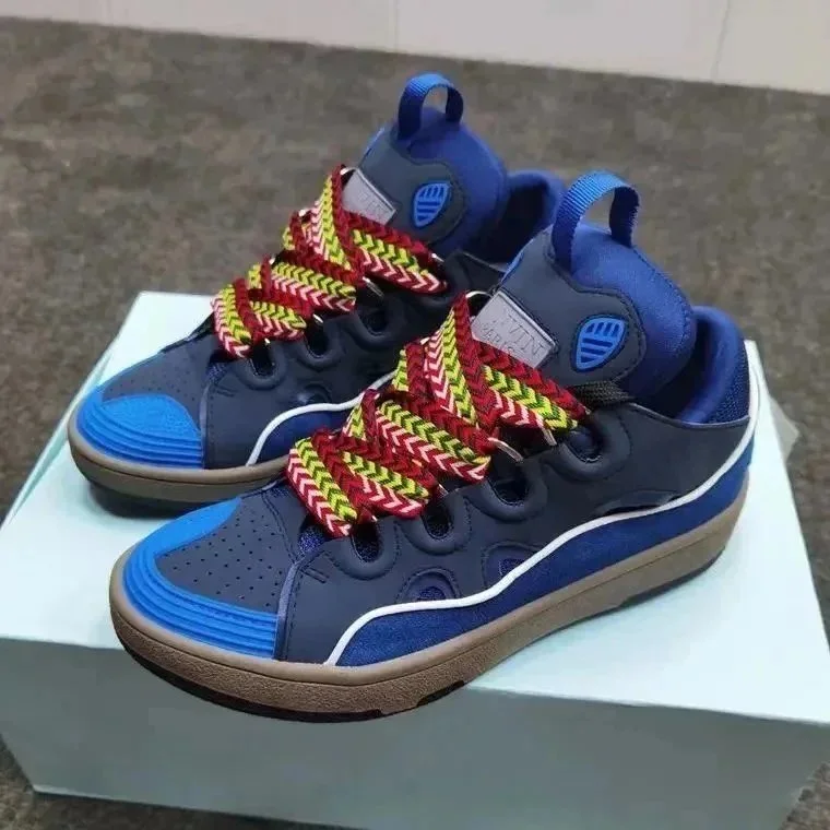 Other Unisex Blue & Red Braided Laces Sneakers Blue - 1
