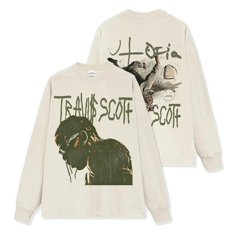 Other Travis Scott Long Sleeve T-Shirt Beige Graphic Beige - 1