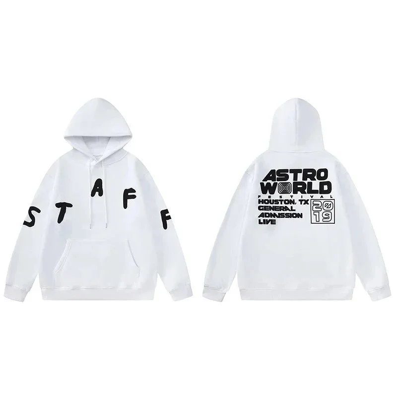 Other White 'ASTRO WORLD' Hoodie with Front & Back Print White - 1