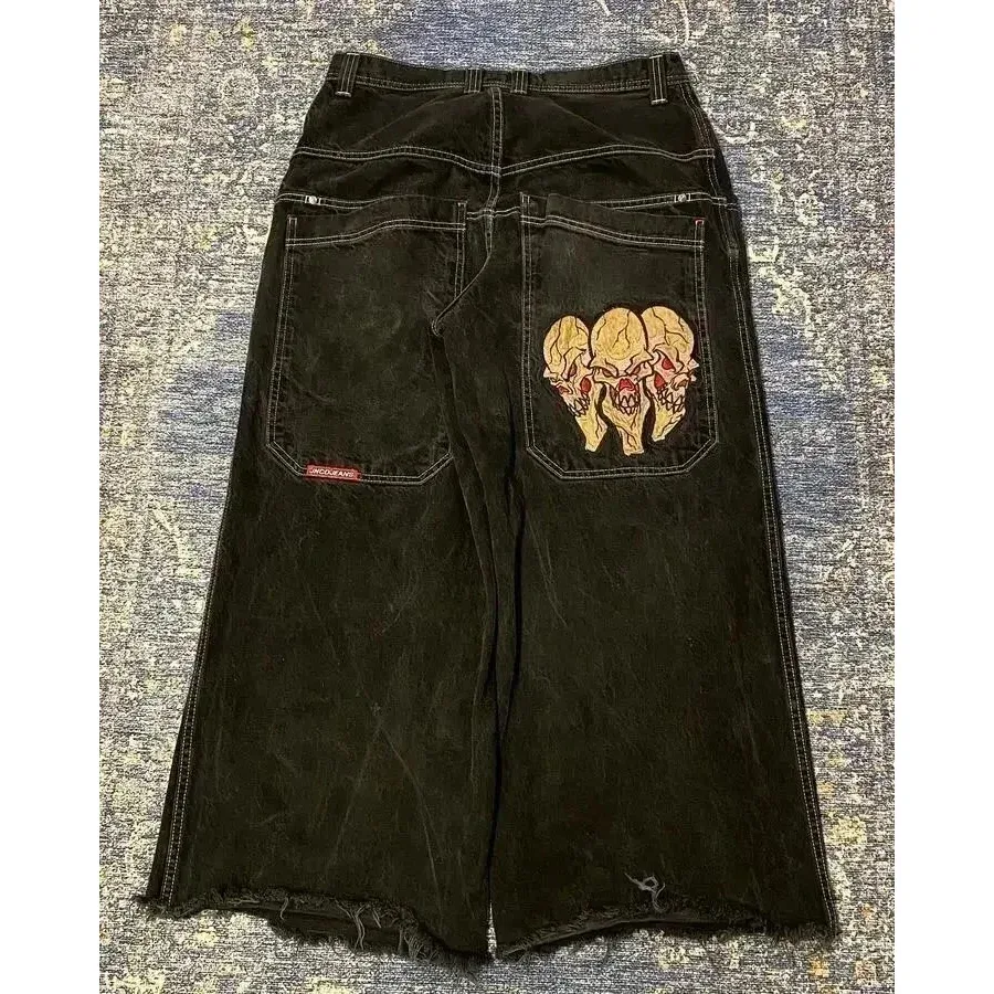 Supreme Dark Denim Wide Leg Shorts with Skull Patch Black - 1