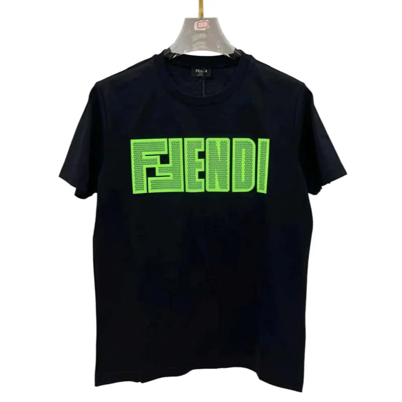 Fendi Fendi Black Green Logo T-Shirt Black - 1