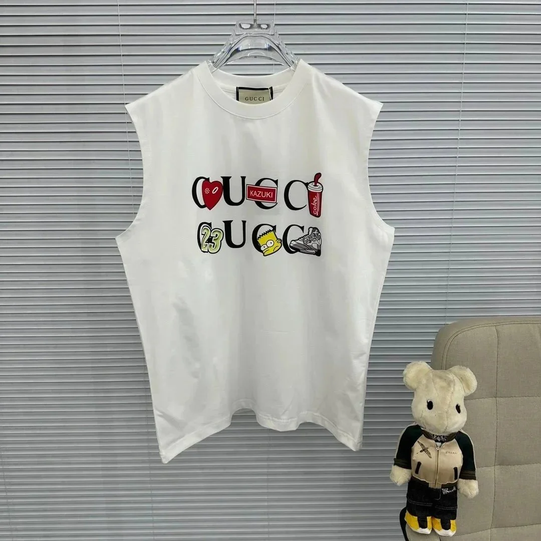 Gucci Gucci Graphic Print Sleeveless T-Shirt White White - 1