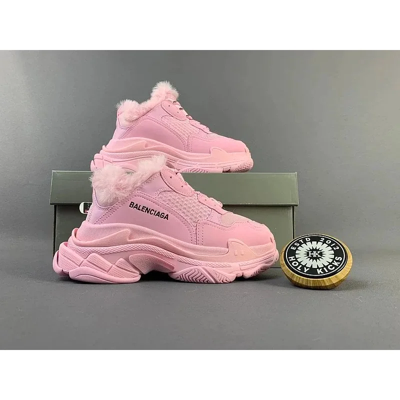 Balenciaga Balenciaga Triple S Pink Fur-Lined Sneakers Pink - 1