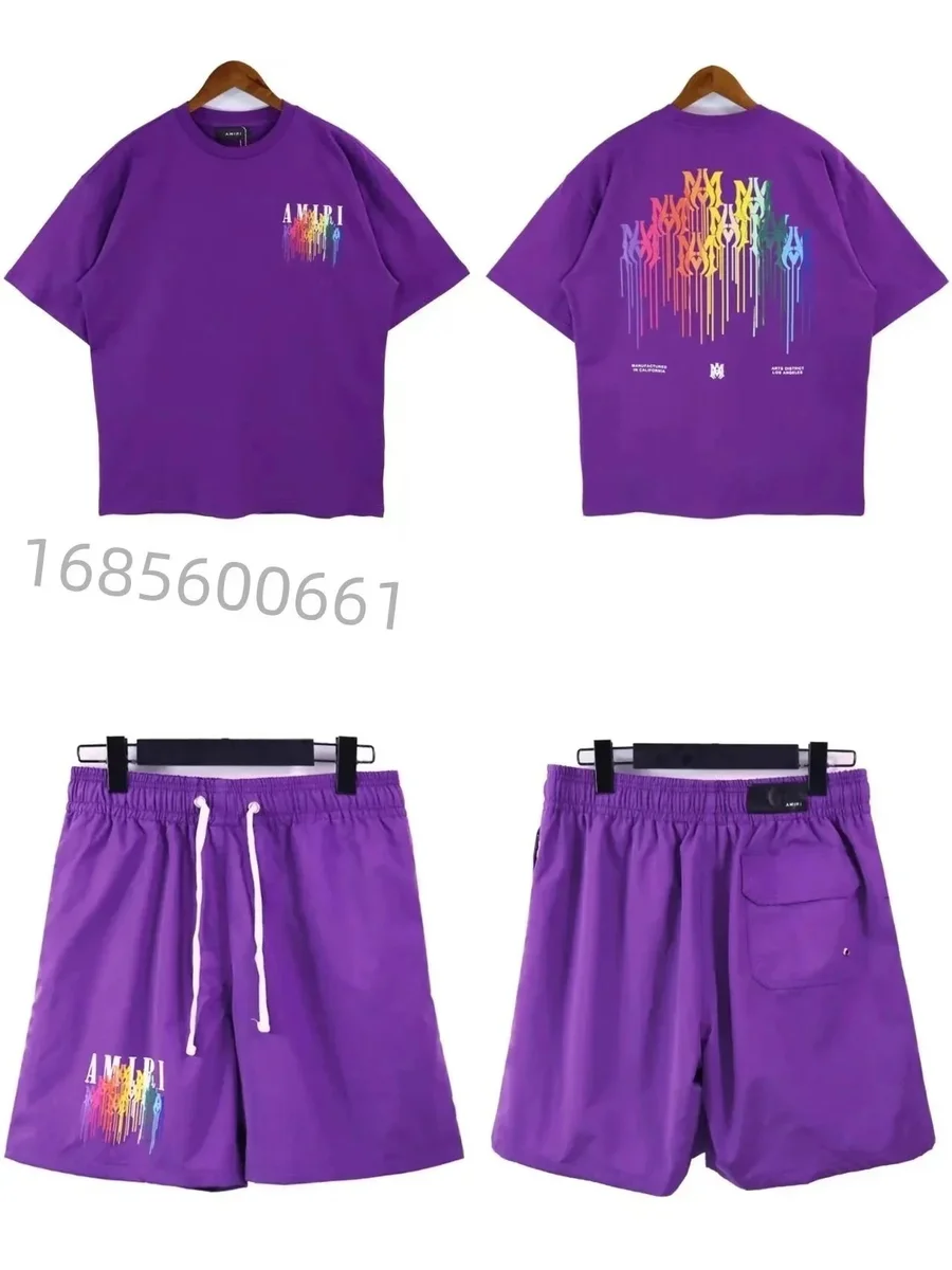 Amiri Amiri Purple AMIRI Logo T-Shirt & Shorts Set Purple - 1