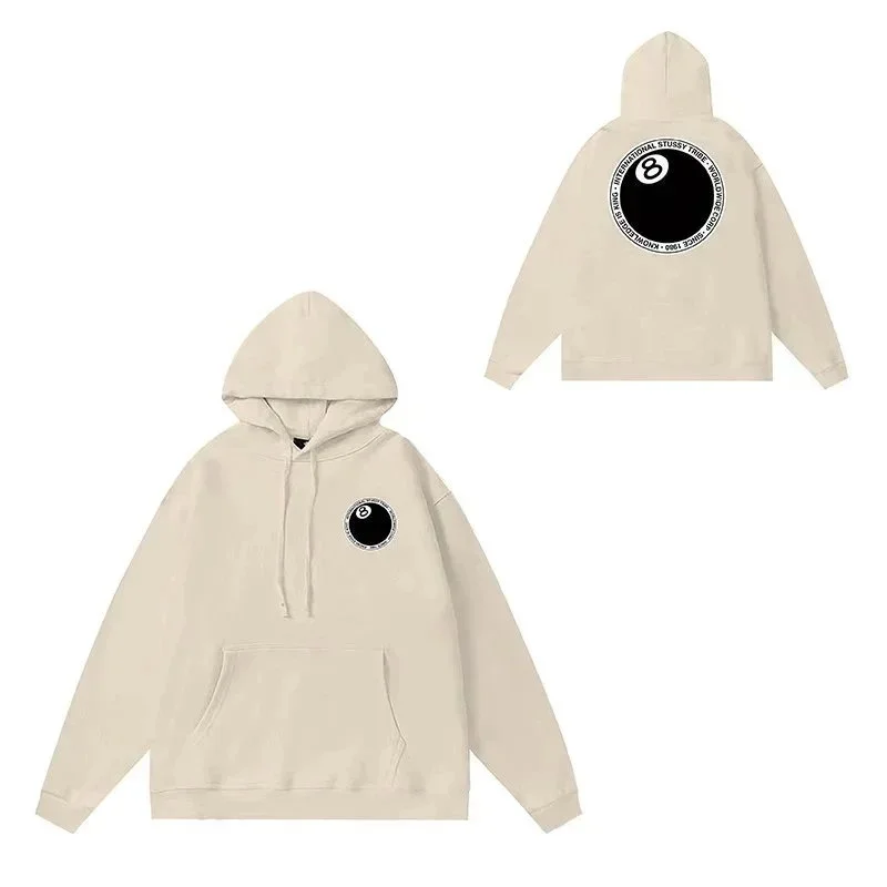 Stussy Stussy 8-Ball Hoodie Cream Cotton Sweatshirt Cream - 1